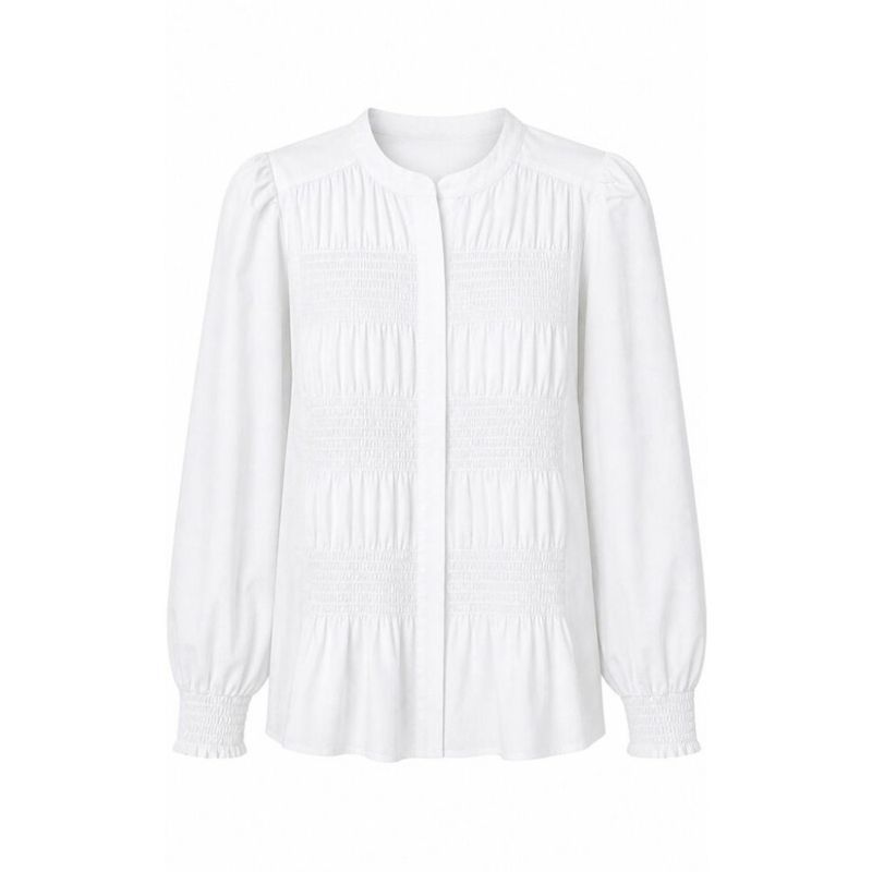 Melea bluse med smock front fra 2-Biz i hvit