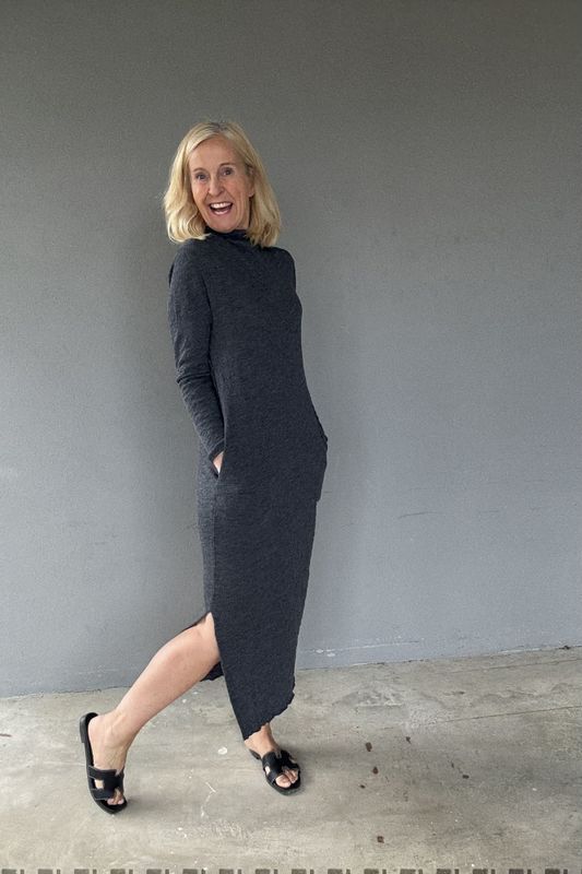 7503 By basics Bobblewool kjole med lommer