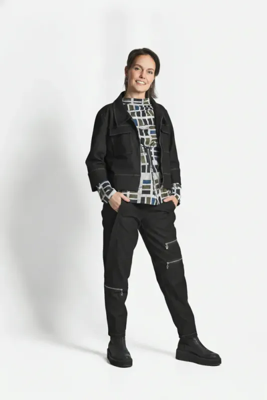 2142 My Soul tøff sort jeans jakke med stretch
