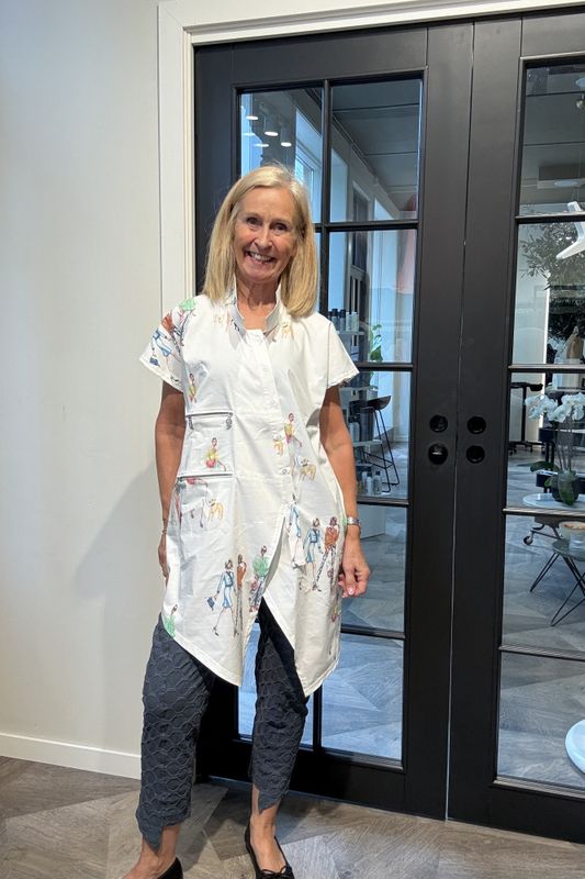 2127 My Soul lang skjorte med print og kort arm