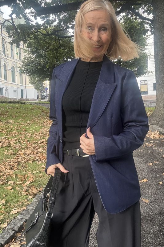 Denise 2-Biz blazer i jeans farget stretch kvalitet